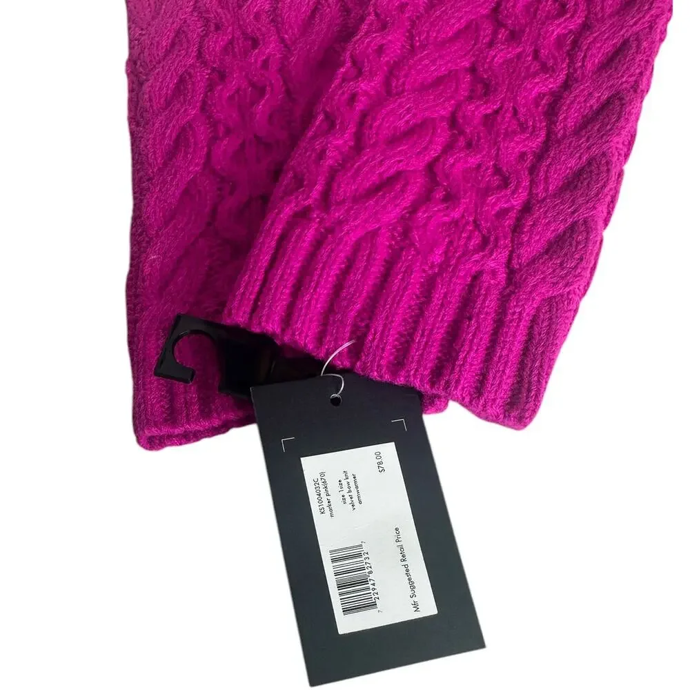 Kate Spade Cable knit Bow Arm Gloves one Size  Marker Pink